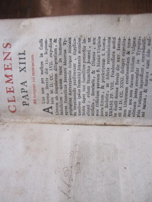 Livro religioso antigo Horae Diurnae, Breviarii Ramani 1781