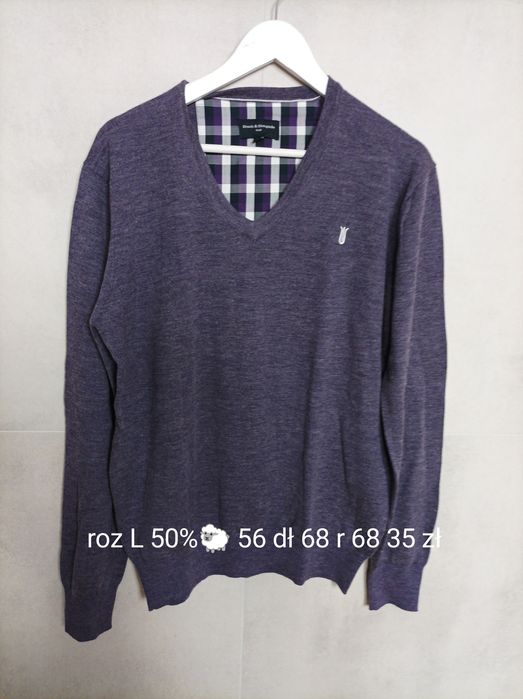 Sweter wełniany męski L