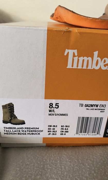 Timberland buty nubukowe Premium Tall Lace 42-27.5  cm