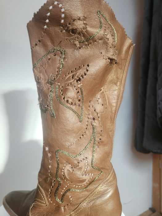 Botki kowbojki firmowe całe ze skóry naturalnej roz 36 NEXT zdobione