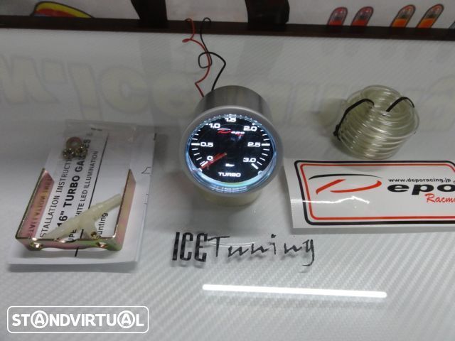 Manômetro da Pressão do Turbo 3 bar Fundo Preto c/iluminaçao led branco Depo Racing Japan 52mm de diametro c/2 anos de garantia