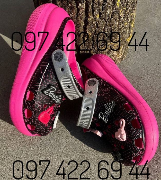 Жіночі Crocs на Платформі Classic Crush Barbie Black Крокси Сабо