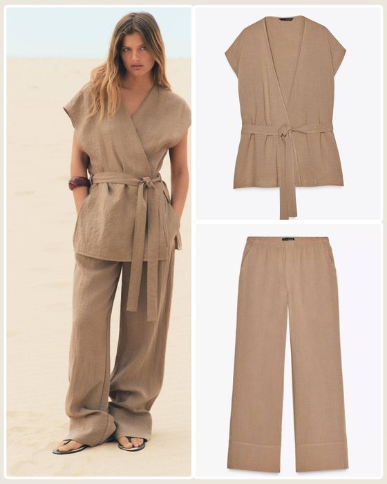 Костюм zara брюки штаны жилет кимано S-M-L