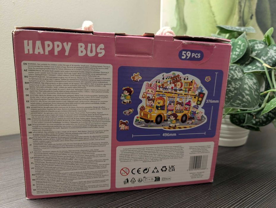 Puzzle Happy Bus, Wesoły autobus, 59 el. 4+