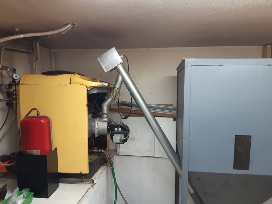 caldeira a pellets + silo 500kg + radiadores