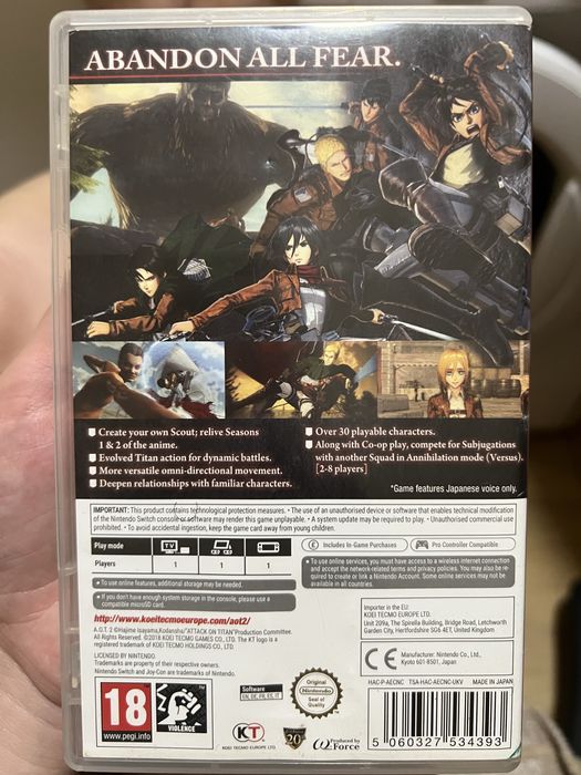 Attack on Titan 2 Nintendo switch