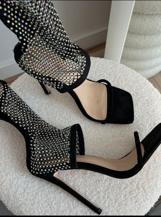 Szpilki buty sandały cyrkoniami cyrkonie zdobione wieczorowe na lato