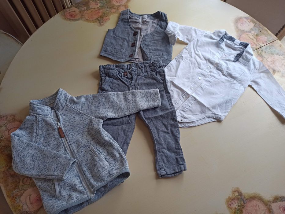 Lniany garniturek do chrztu r 80.