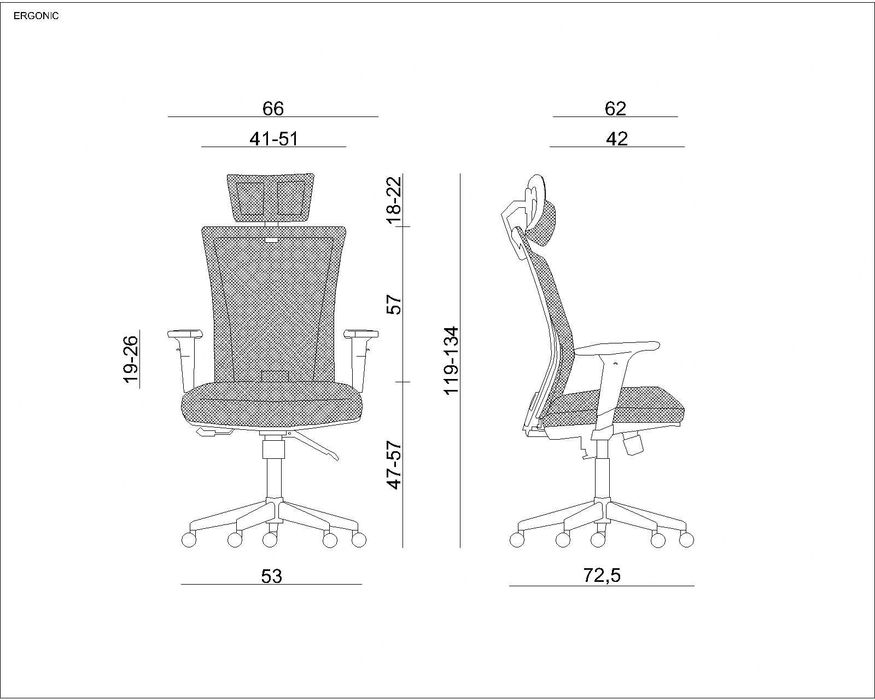 Fotel biurowy, ergonomiczny, regulowany, krzesło do biura, biurka ERGONIC | WYPRZEDAŻ EKSPOZYCJI