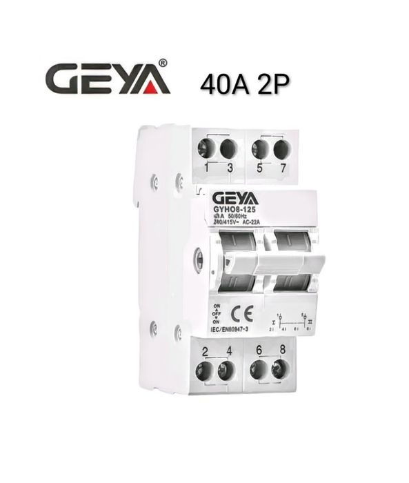 АВР 2Р 40А Перемикач напруги І-0-ІІ трипозиційний перемикач мереж