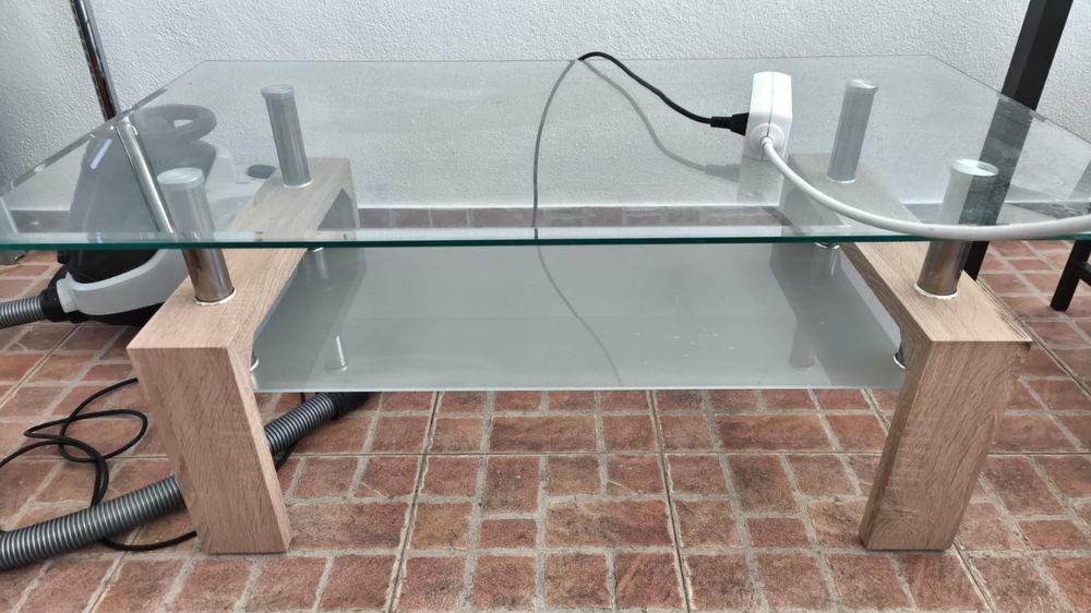 Mesa de centro duplo vidro como nova