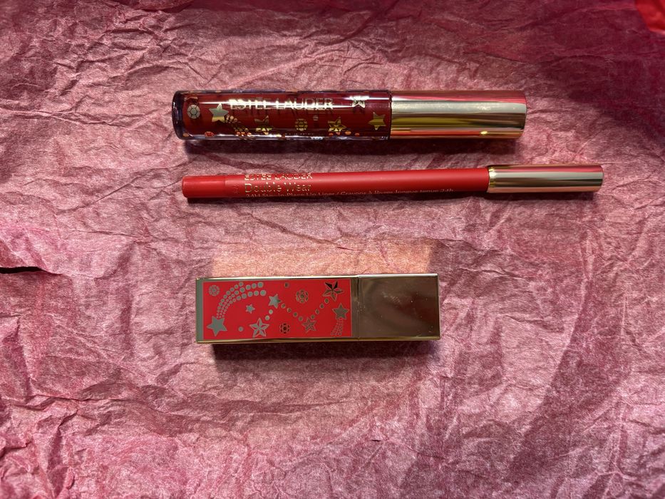 Zestaw szminka, błyszczyk, kredka do ust RED  ESTÉE LAUDER nowe