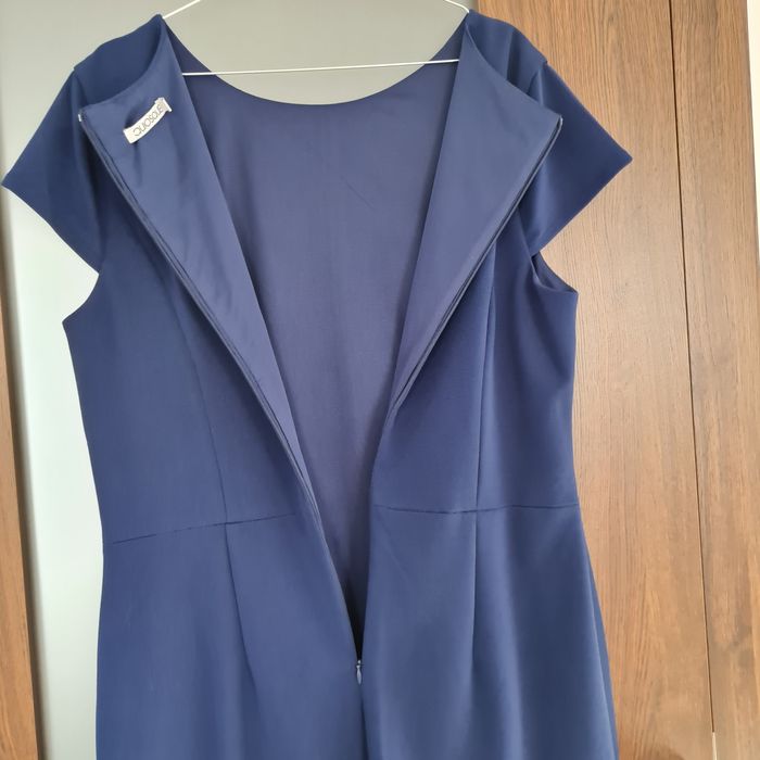 Komplet sukienka granatowa bolerkiem