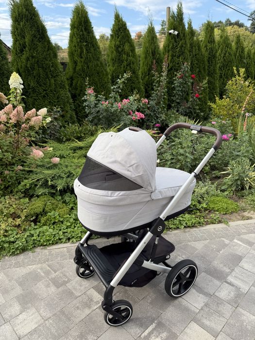 Коляска Cybex Balios S Lux Silver 2 в 1 Stone Grey Чохол для ніжок, муфти, дощовик , москітна сітка