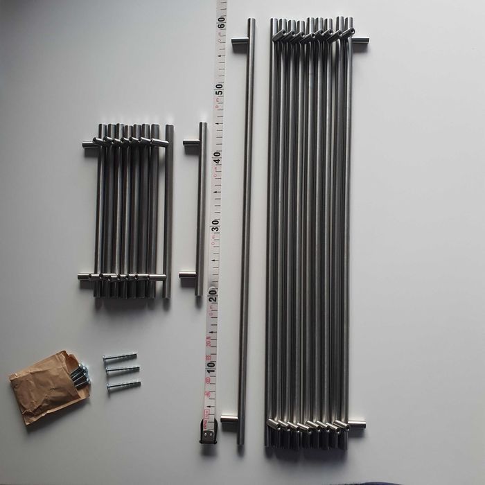 Puxadores de cozinha em aço inox de 60cm e de 25cm – 19 unidades
