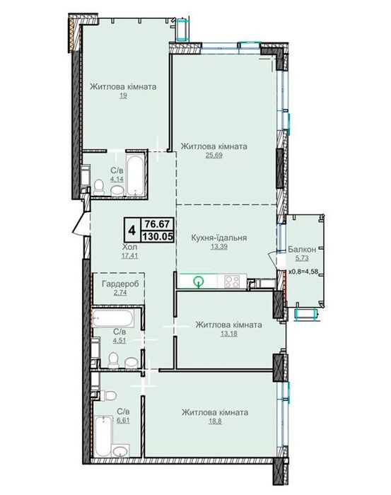 4+-rooms apartment apartment by the address st. Bulvar Druzhby Narodov (area 128 m²) - Atlanta.ua - photo 2