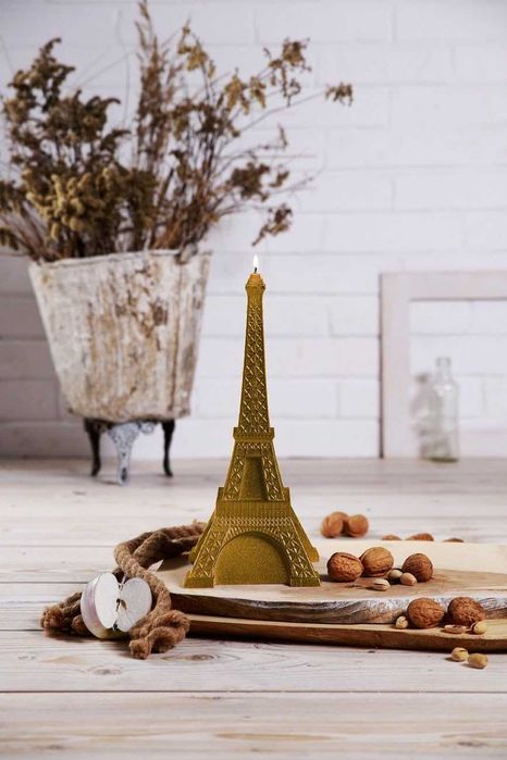 Vela Dourada Torre Eiffel de Paris França 1kg incenso aroma a pedido
