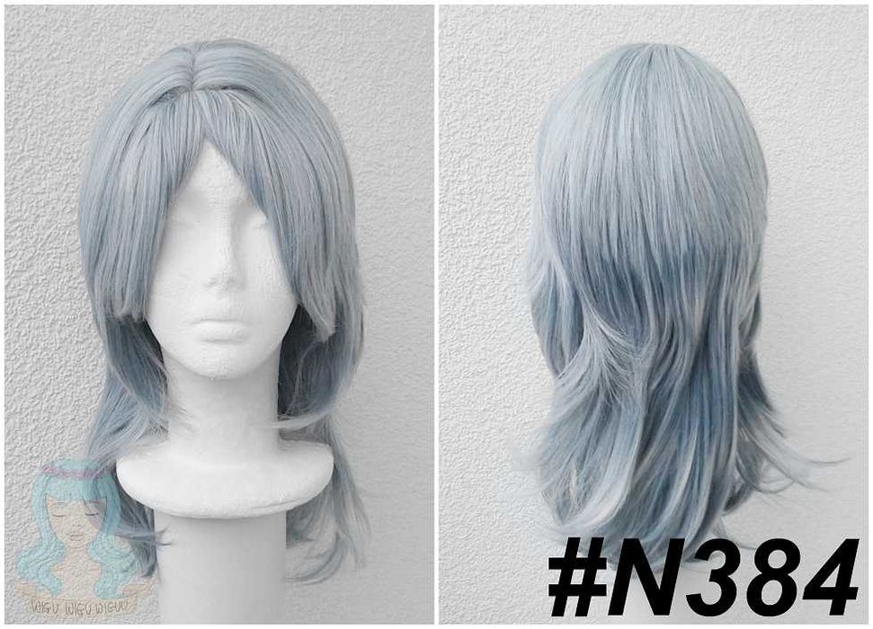 Niebieska szara długa peruka męska z grzywką cosplay wig Sunday Honkai Rail Star na konwent halloween zabawę karnawał imprezę kostium przebranie