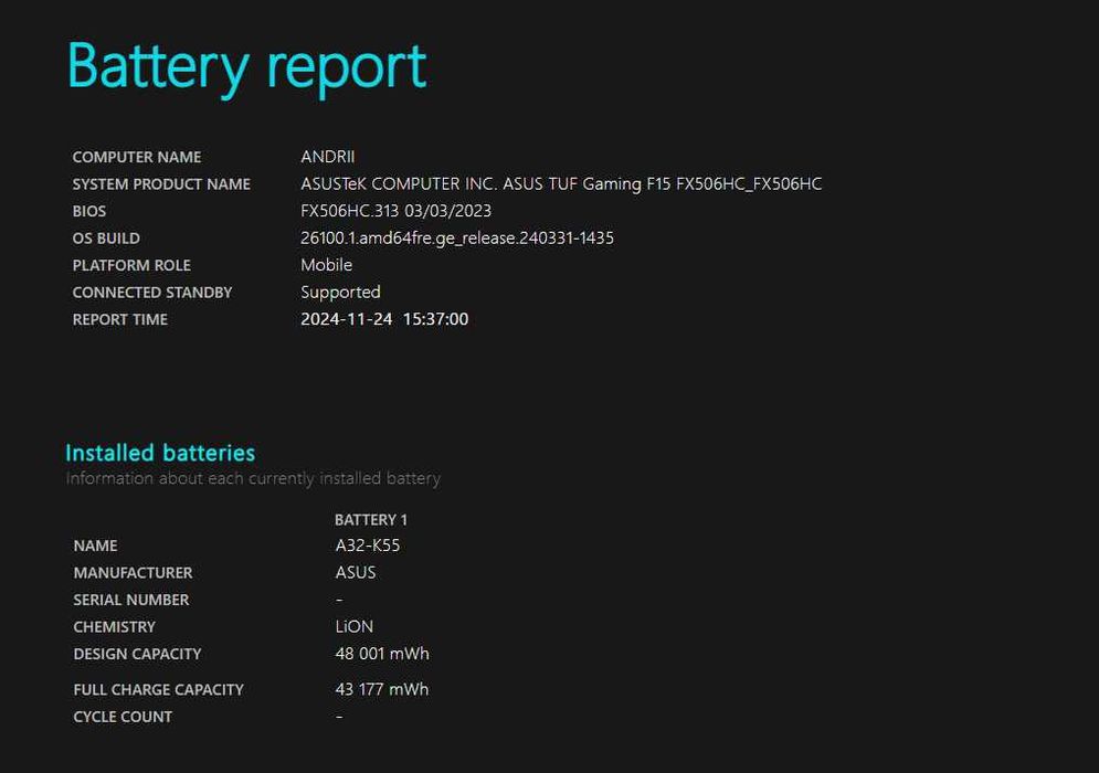 ASUS TUF FX506HC GTX 3050 4GB i5-11400H 16GB  15,6 cali FULL HD 144 HZ