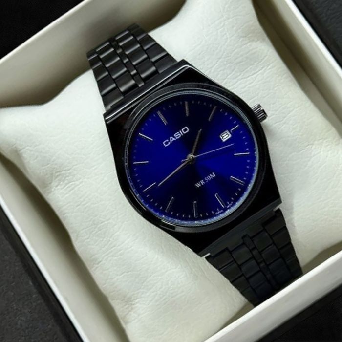 Часы Casio мужские чёрный с синим циферблатом Касио