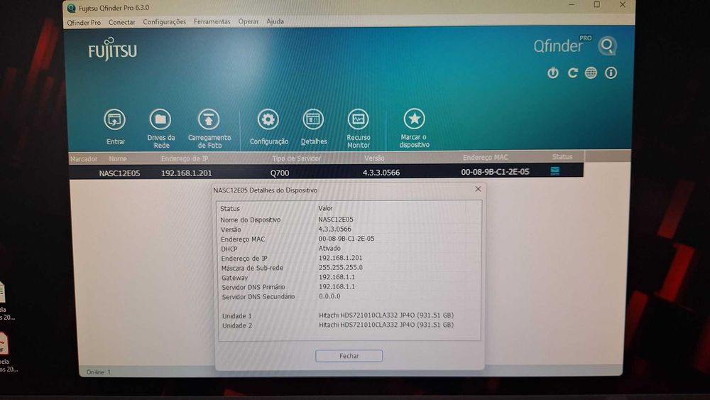 NAS Server Fujitsu Celvin Q700 com 2 discos de 1TB