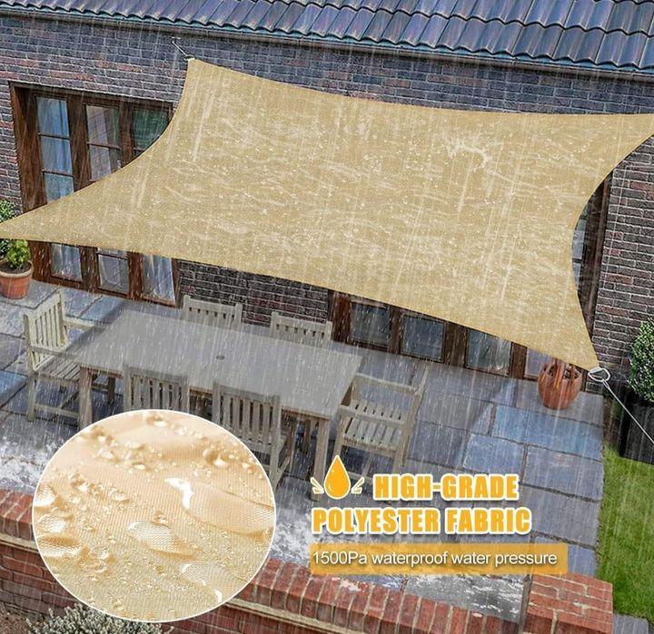 Żagiel przeciwsłoneczny 2m x 2,5m z wbudowanym solarnym łańcuchem LED