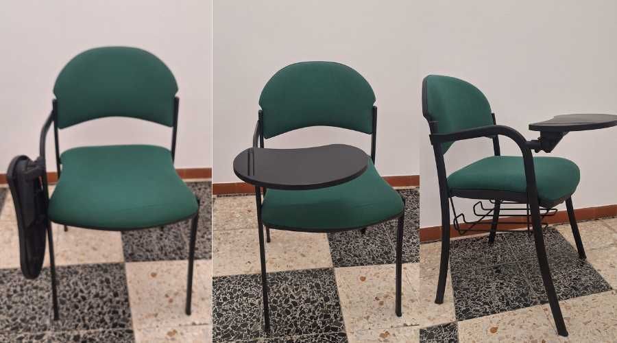 Cadeiras para sala de formação com suporte para escrita e grelha arrum