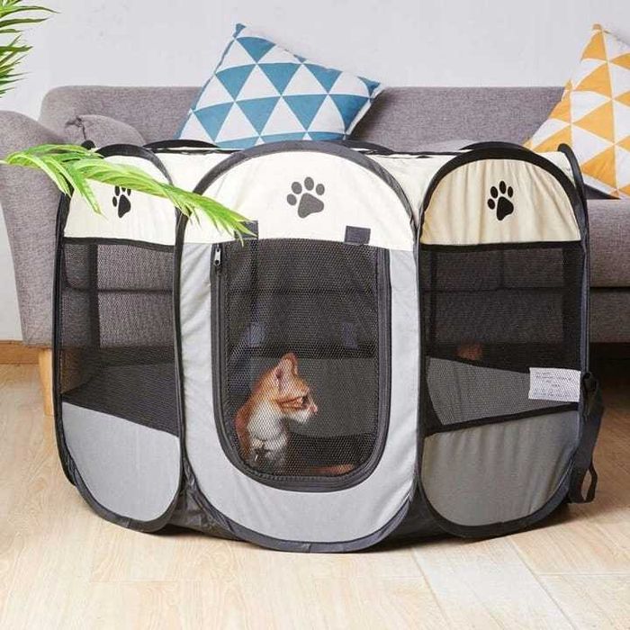 NOWY Kojec Dla Zwierząt Lekki Składany XXL Pies Kot Królik 74x74cm