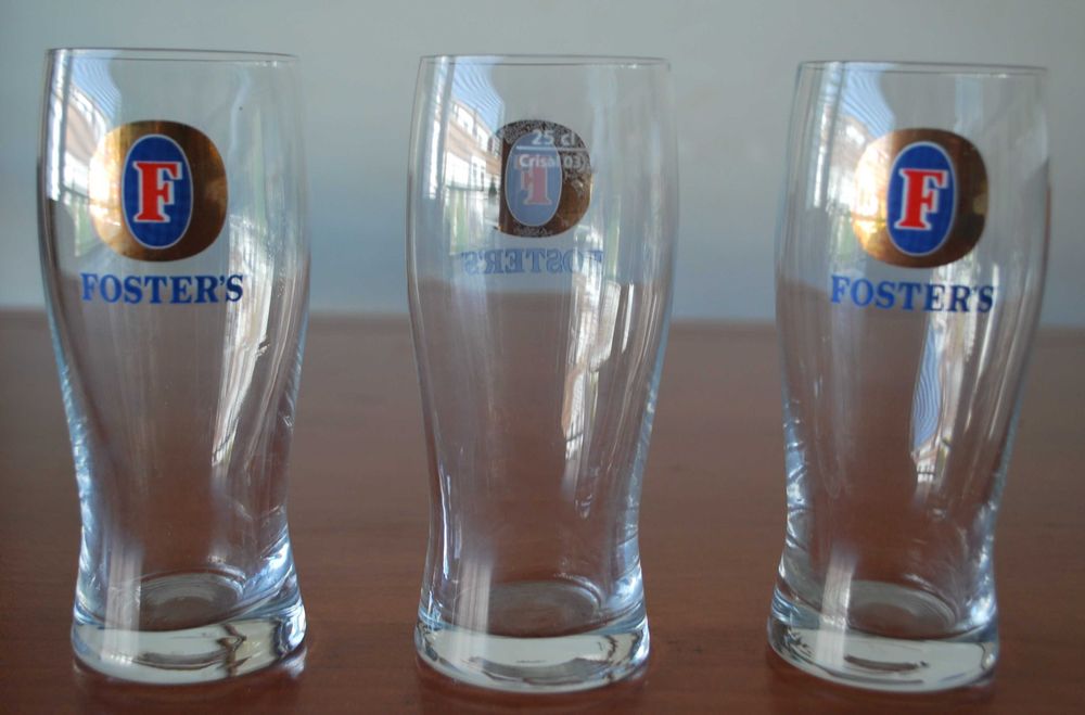 Copos de Cerveja Antigos da Foster´s (com gravura)