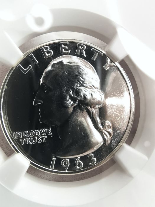 США 25 центів 1963р. СРІБЛО. СЛАБ NGS PF67