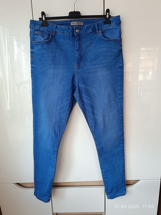 Spodnie jeansowe damskie Denim Co r 46 wysoki stan niebieskie