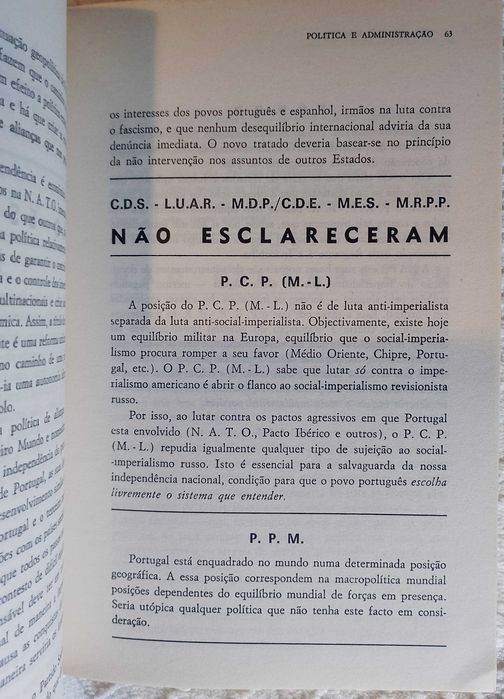 Esclarecer o eleitor: Inquérito aos partidos políticos, Vários
