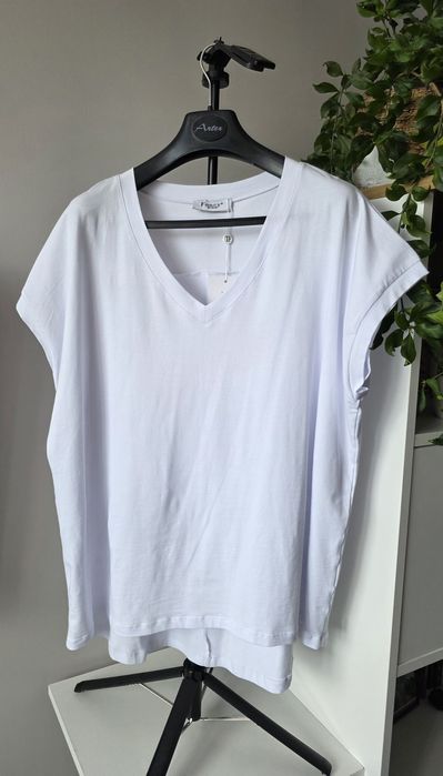 Bawełniana, gładka bluzka, wygodny krój, duży rozmiar