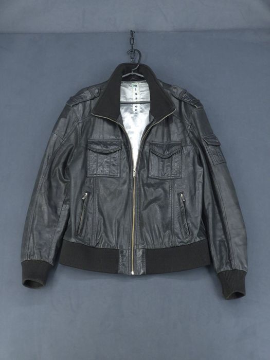 Mission Genuine Leather Bomber Jacket Skórzana Kurtka Aviator XL