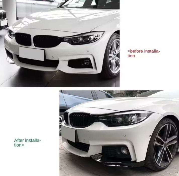 Накладки на бампер BMW F32 F36 жабры бампера БМВ Ф32 Ф36 элероны губа усы на бампер обвес губа сплитер юбка