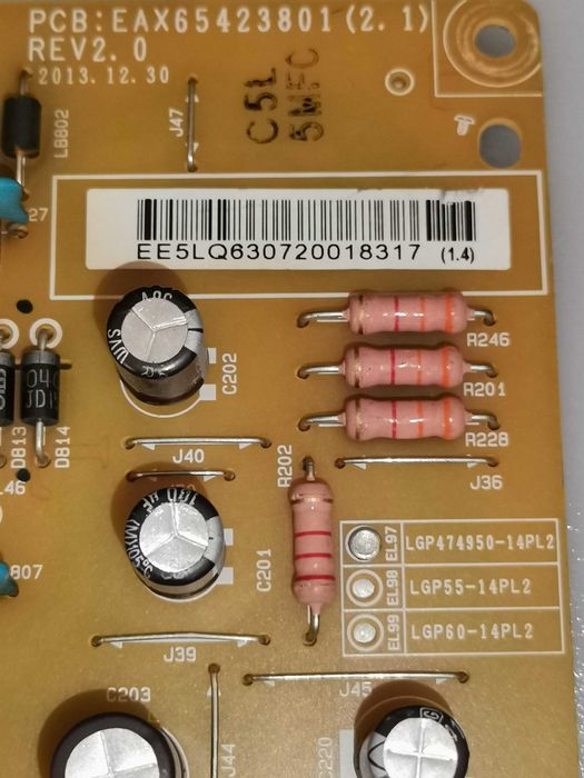 Fonte de alimentação LG LGP 4 7 4 9 5 0 -14PL2  EAX 6 5 4 2 3 8 0 1