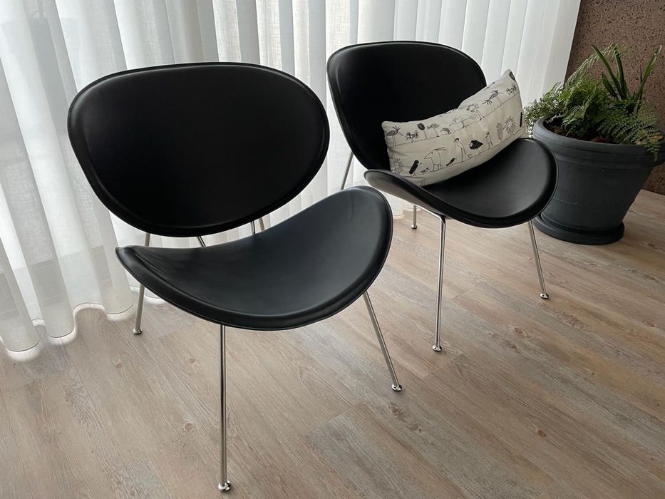 Cadeira vintage pele preta