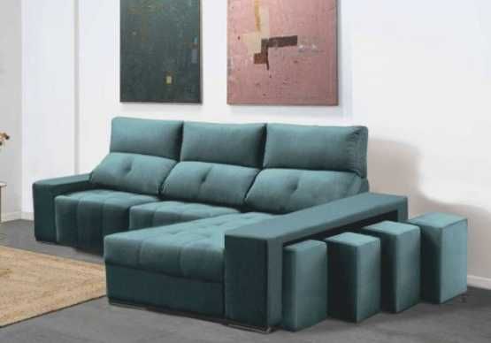 Sofá 2L + Chaise Long c/ Cama Apolo (265x155cm) - Direto do fabricante de Paços de Ferreira