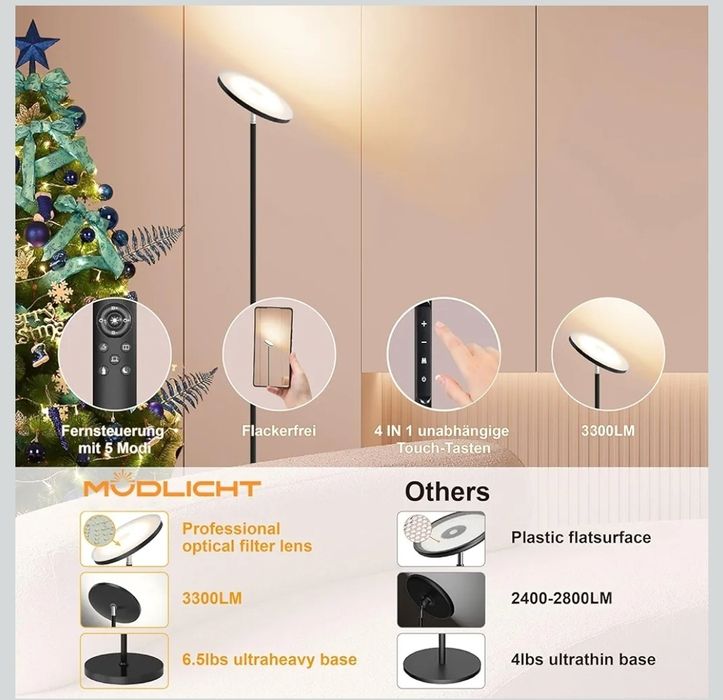 Lampa stojąca LED Ściemniana 30 W 3000 Lumenów Nowoczesna lampa W017