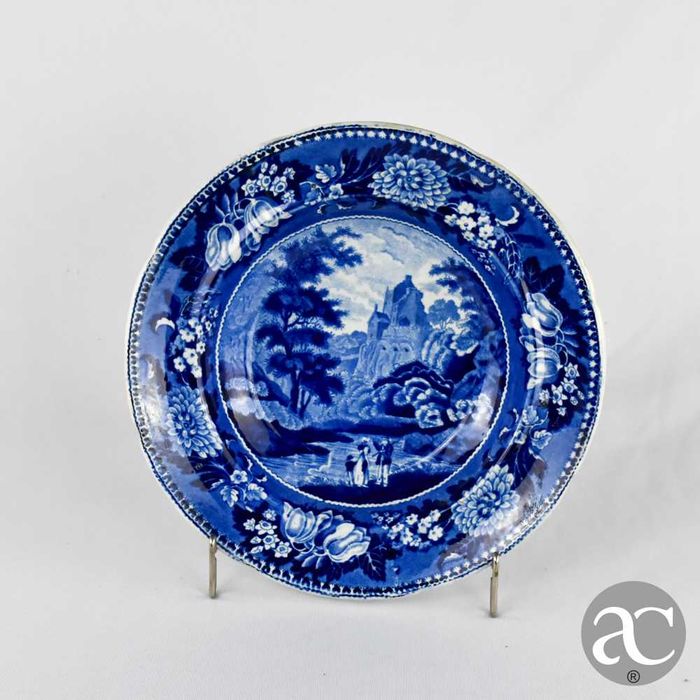 Par de pratos fundos em faiança inglesa Sttafordshire