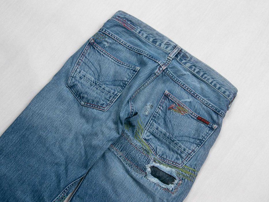Y2K Blend G-Blend Patchwork Jeans Baggy spodnie Skater Distressed 30us