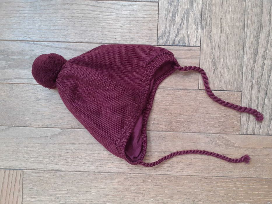 Czapeczka niemowlęca My Basic rozm 42-46 cm, bordowa, 100% merino