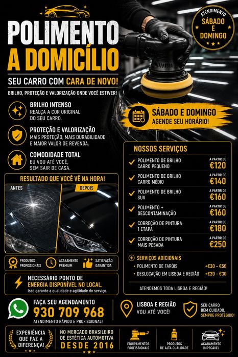 Polimento de Automóvel a Domicílio | Lisboa e Região | Desde €120