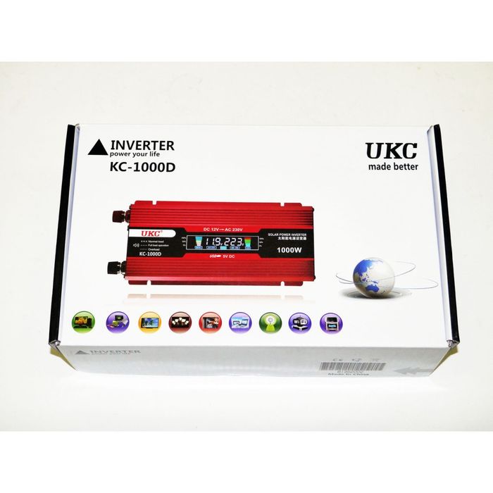 Інвертор 12V → 220V Максимальна потужність 1000W