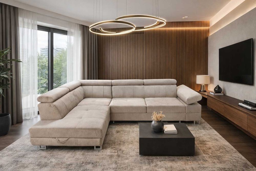 Narożnik BOLIVAR do salonu 253 cm regulowane zagłówki FUNKCJA SPANIA