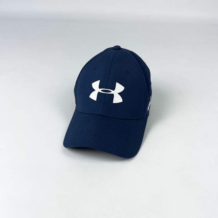 Кепка бейсболка under armour men's blitzing ii stretch fit cap оригінал чоловіча темно синя з великим логотипом розмір l / xl