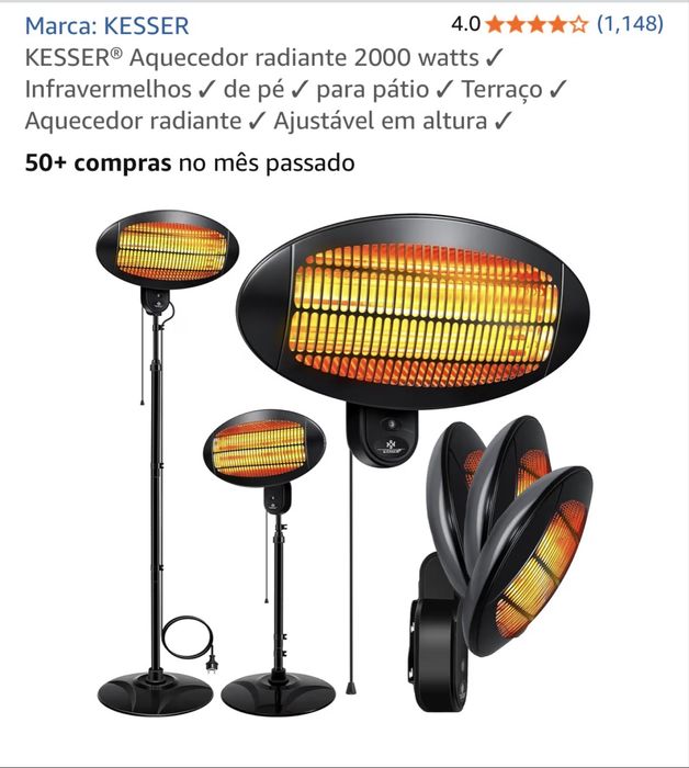 2 Aquecedores Eletricos Exterior - Kesser 2000W