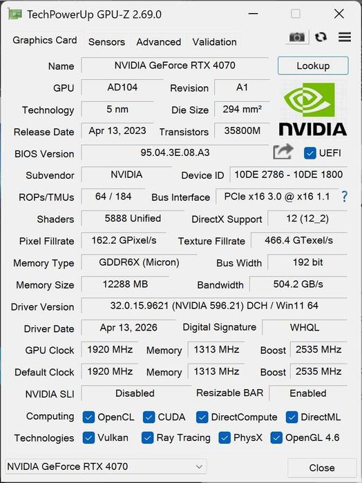 GeForce RTX 4070 12 Gb ! Świetny stan!