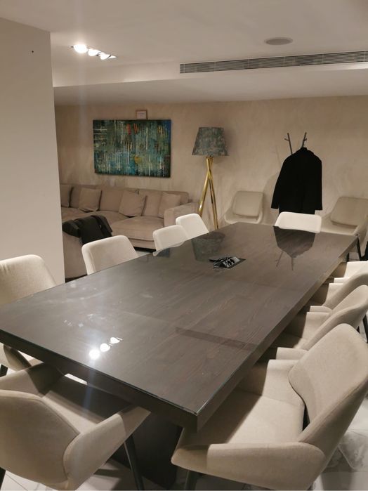 Mesa de Escritório (Madeira e tampo de Vidro)