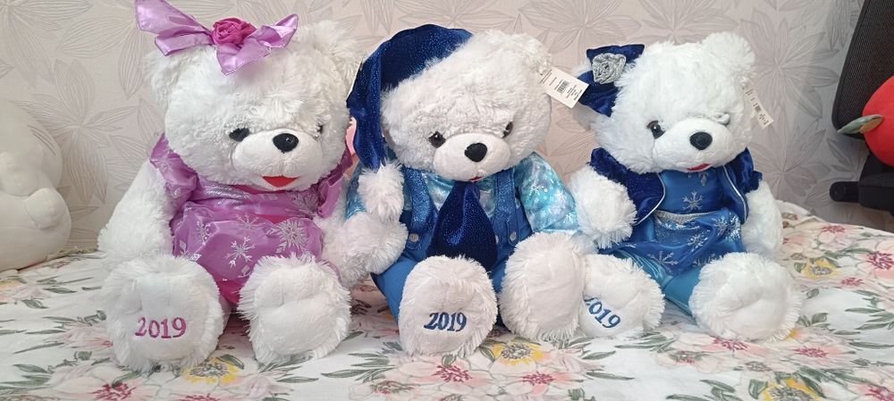 Игрушка Dan Dee, США, 50 см (Snowflake Teddy), Белый мишка, коллекционный, новогодний, подарок, декор, новое